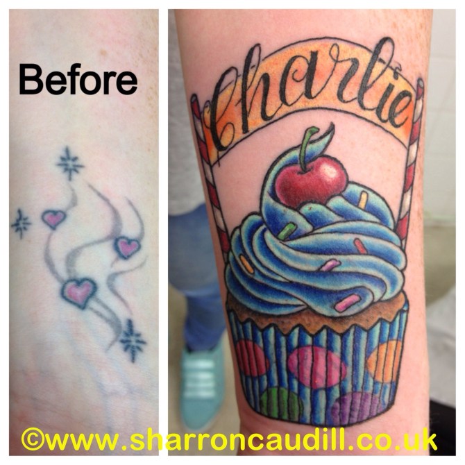 Cupcake cover up tattoo 